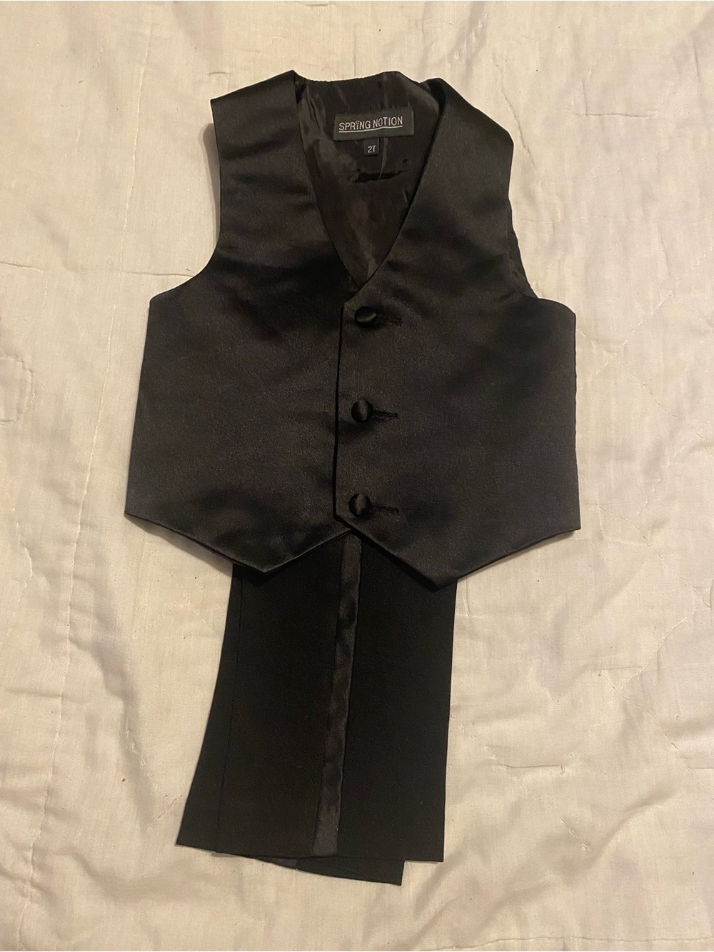 Spring Notion Boys Black Satin Dress Vest and Tie Set